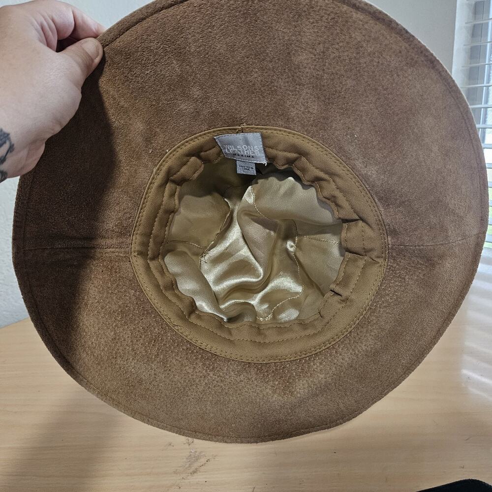 Wilsons Leather Maxima Vintage 90's Floppy Hat Suede With Embroidered Floral... - Picture 3 of 5